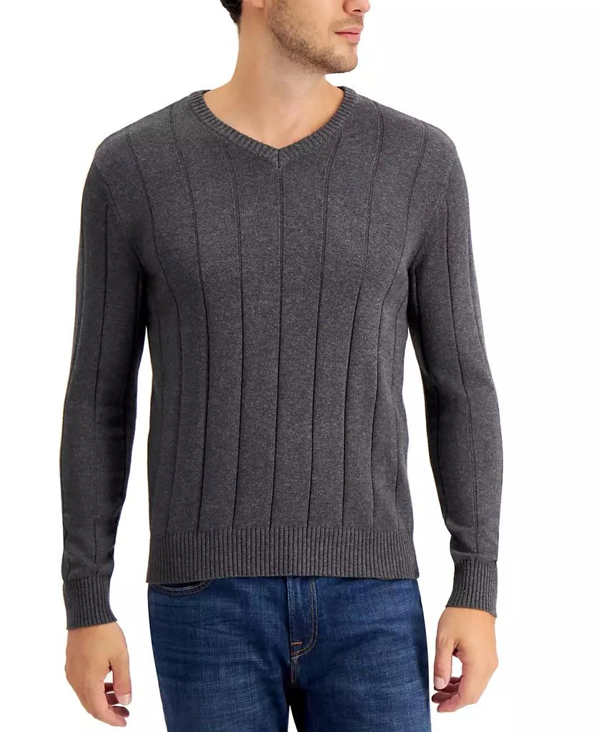 商品Club Room|Men's Drop-Needle V-Neck Cotton Sweater, Created for Macy's,价格¥152,第1张图片详细描述