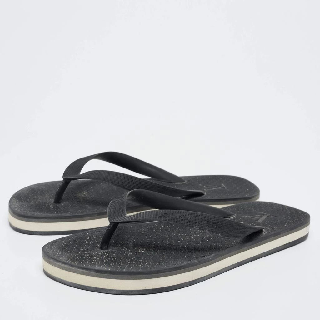 商品[二手商品] Louis Vuitton|Louis Vuitton Black Rubber Thong Flat Sandals Size  40.5,价格¥1509,第2张图片详细描述