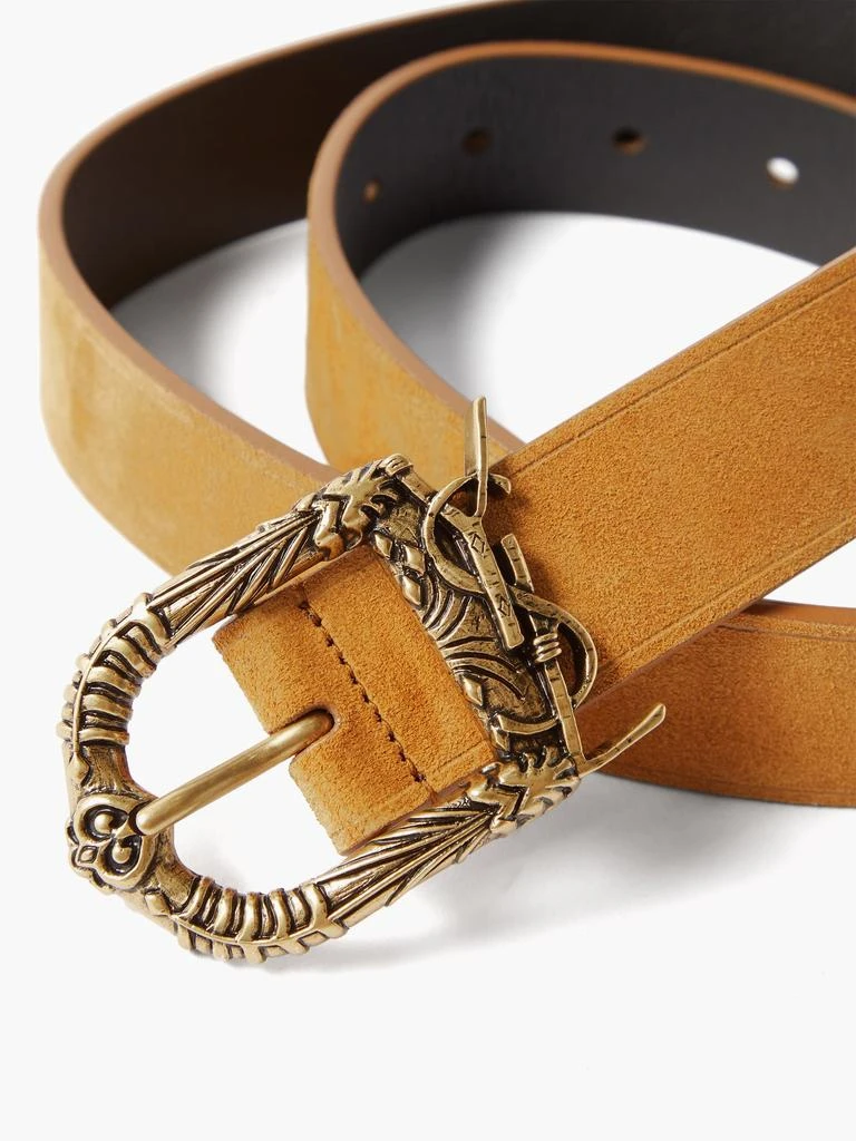商品Yves Saint Laurent|YSL engraved-buckle suede belt,价格¥3230,第2张图片详细描述