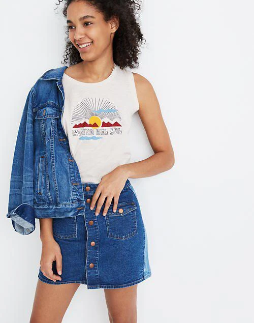 商品Madewell|Stretch Denim Straight Mini Skirt: Pieced Edition,价格¥396,第1张图片