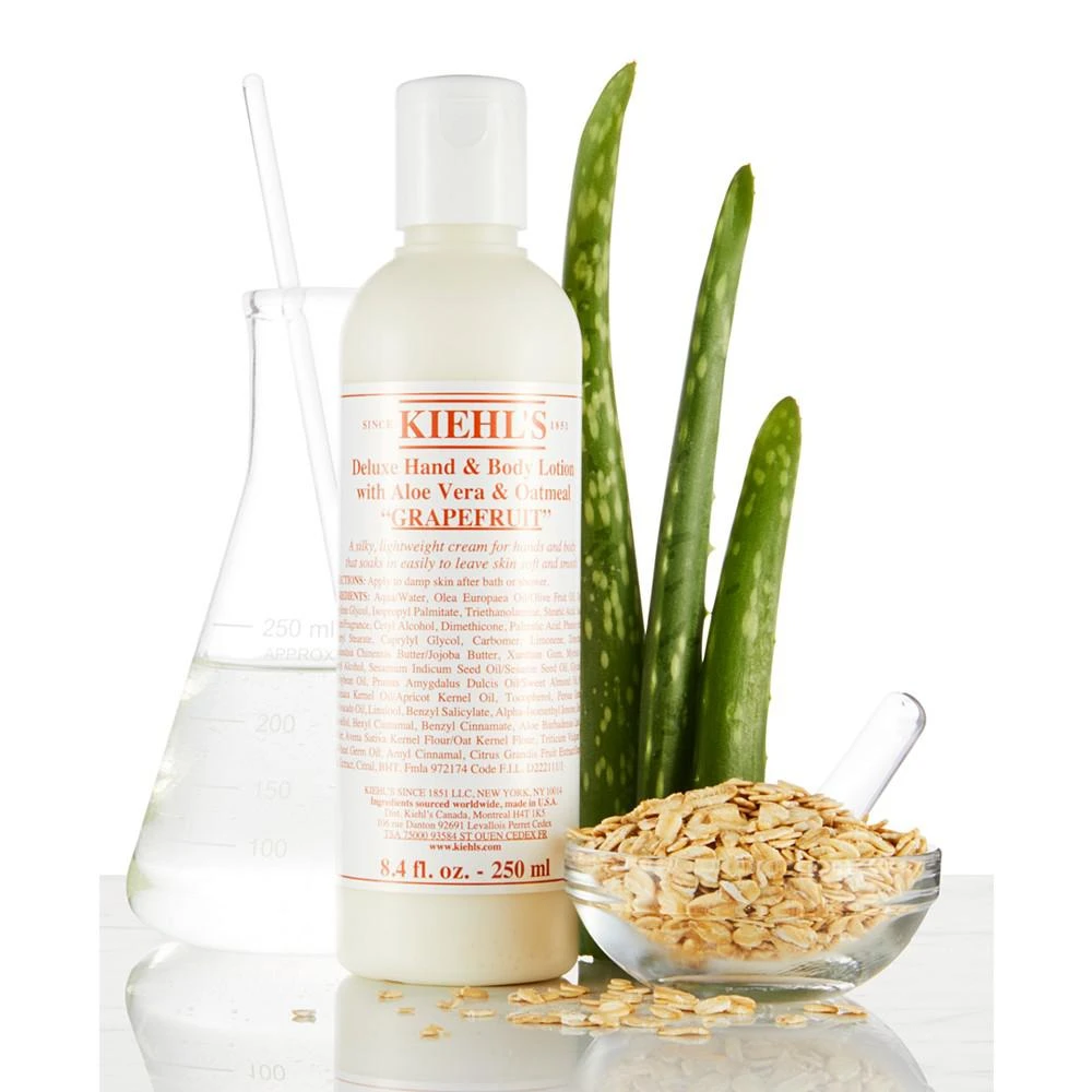 商品Kiehl's|Deluxe Hand & Body Lotion With Aloe Vera & Oatmeal - Grapefruit, 8.4-oz.,价格¥208,第2张图片详细描述