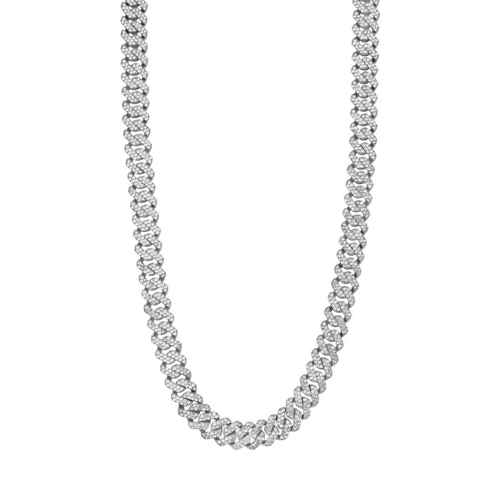 商品ADORNIA|Men's 22" 10mm Cuban Edge Chain with CZ silver,价格¥507,第1张图片