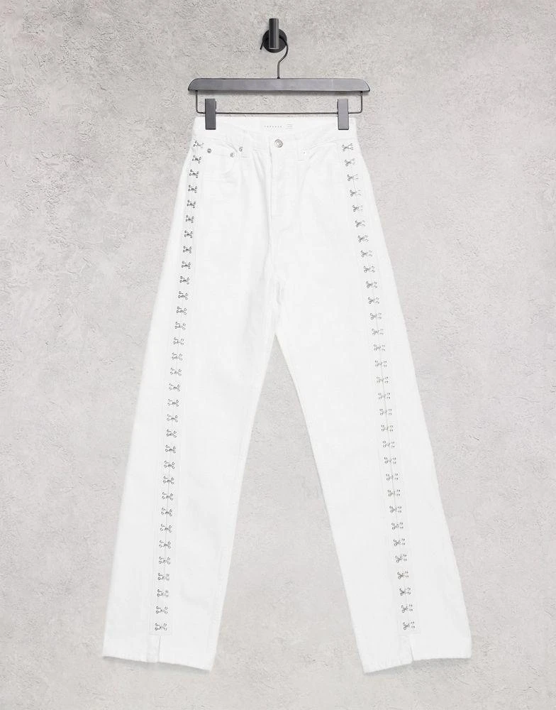 商品Topshop|Topshop 90's straight jean with hook and eye in white ,价格¥262,第1张图片