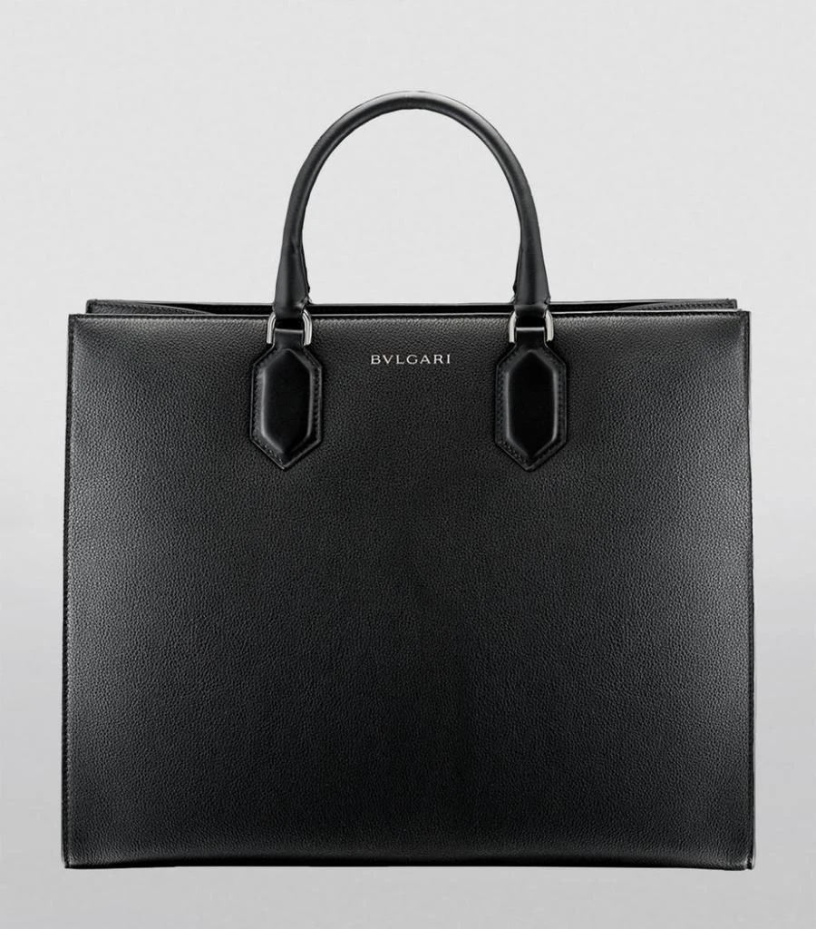 商品BVLGARI|Large Leather Bvlgari Logo Tote Bag,价格¥19622,第3张图片详细描述