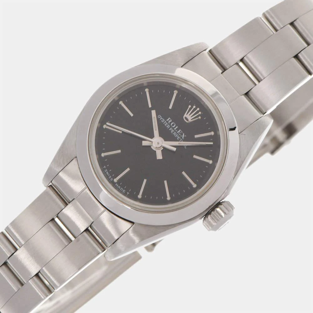 商品[二手商品] Rolex|Rolex Black Stainless Steel Oyster Perpetual 67180 Automatic Women's Wristwatch 24 mm,价格¥20554,第2张图片详细描述