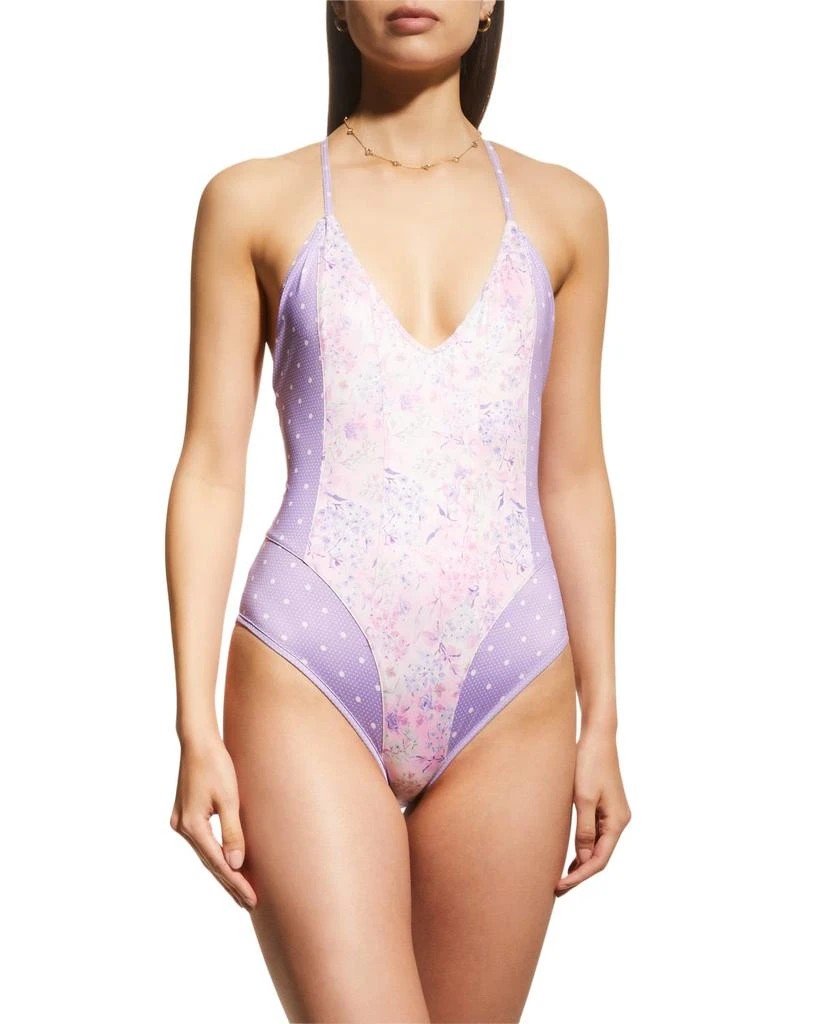 商品LOVESHACKFANCY|Shailee V-Neck One-Piece Swimsuit,价格¥1043,第3张图片详细描述