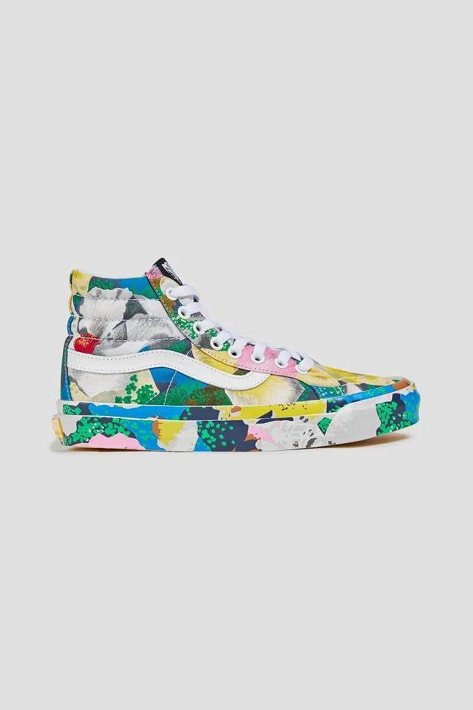 商品Vans|Leather-trimmed printed canvas high-top sneakers,价格¥597,第1张图片