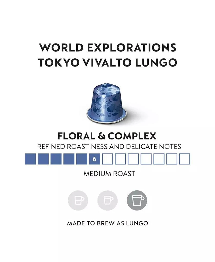 商品Nespresso|Capsules OriginalLine, Tokyo Vivalto Lungo, Medium Roast Coffee, 50-Count Coffee Pods,价格¥353,第3张图片详细描述