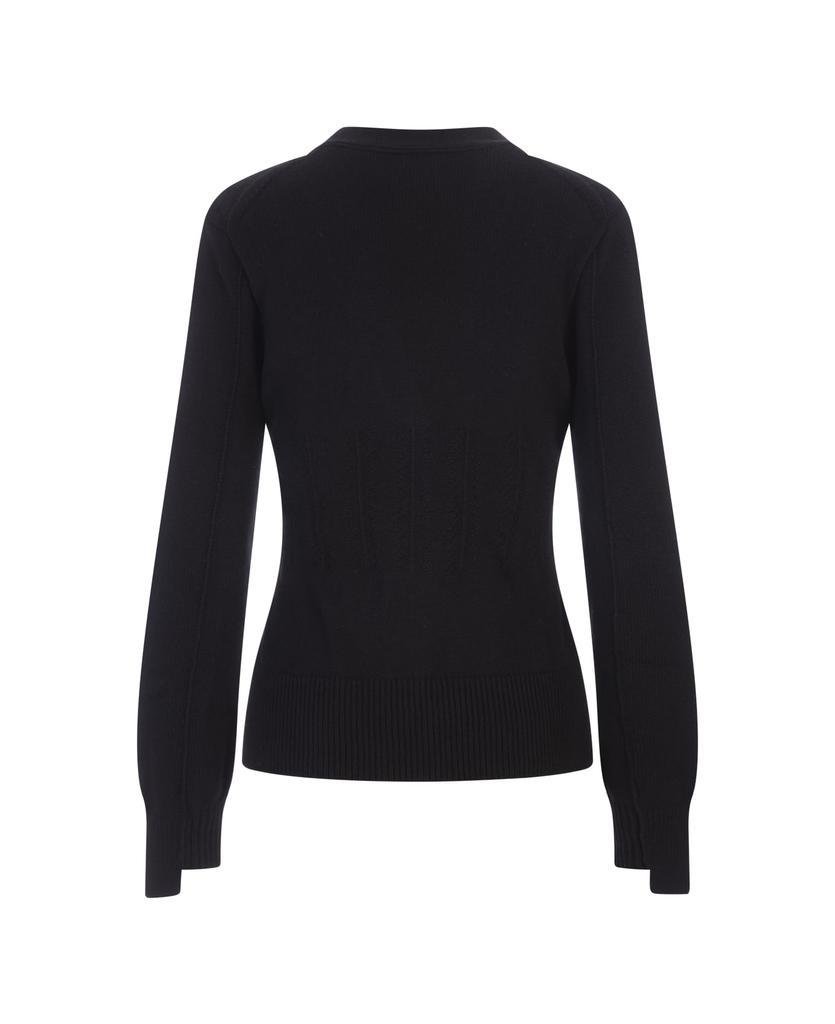 商品Alexander McQueen|Woman Black Cashmere Cardigan With Corset Stitching,价格¥10525,第4张图片详细描述