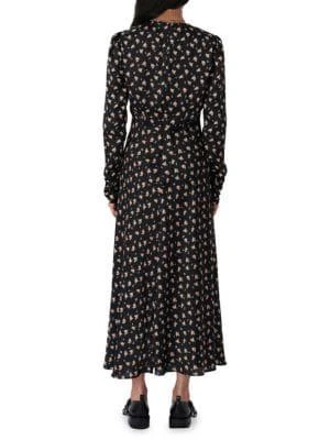 商品Maje|Riava Satin Floral Print Maxi Dress,价格¥526,第2张图片详细描述