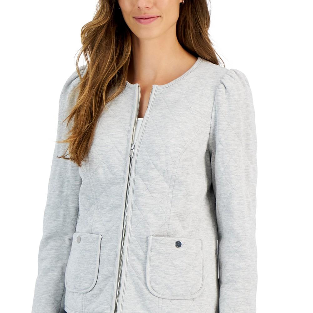 Women's Quilted Zip-Front Knit Jacket, Created for Macy's商品第3张图片规格展示
