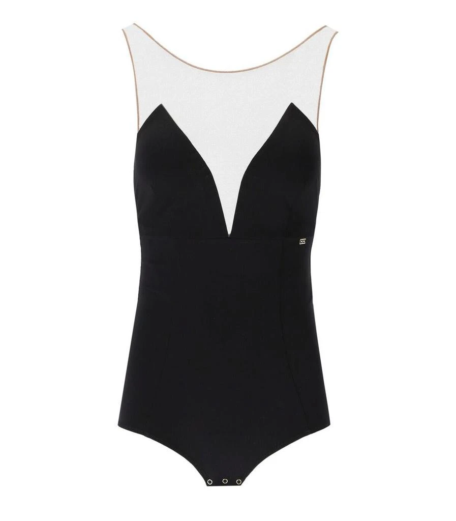 商品ELISABETTA FRANCHI|ELISABETTA FRANCHI  BLACK BODYSUIT WITH TULLE,价格¥1567,第1张图片