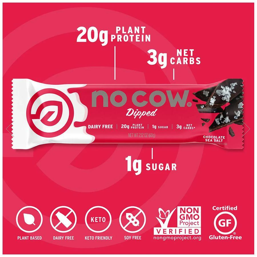 商品No Cow|Dipped Protein Bar Chocolate Sea Salt,价格¥28,第4张图片详细描述