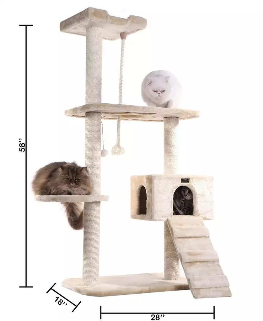 58" Natural Sisal Real Wood Scratching Cat Tree 商品