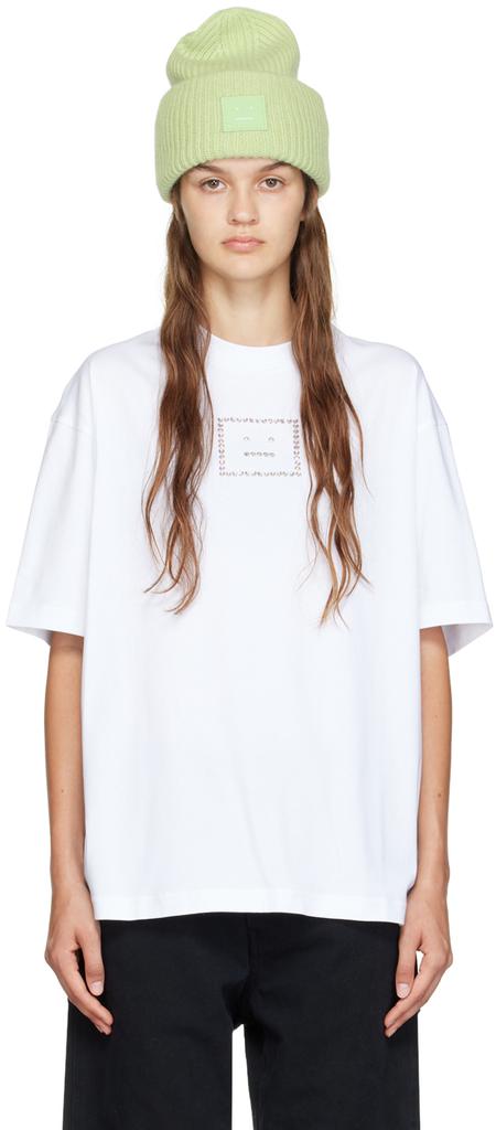 White Crystal Appliqué T-Shirt商品第1张图片规格展示