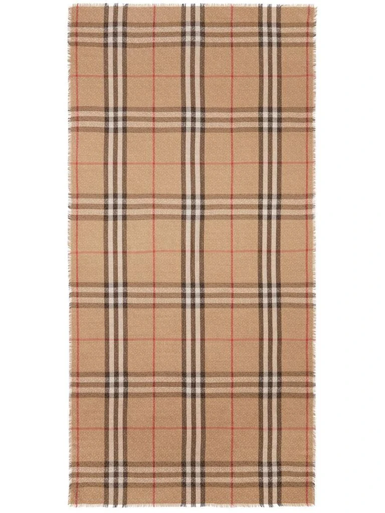 商品Burberry|BURBERRY - Check Motif Wool And Silk Blend Scarf,价格¥4151,第1张图片