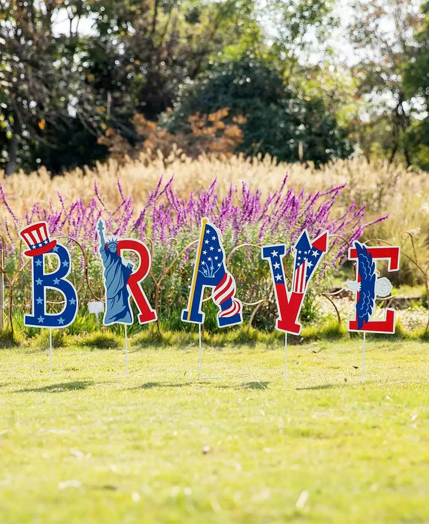 43.25" L Patriotic, Americana Brave Yard Stake or Wall Decor, Set of 5 商品