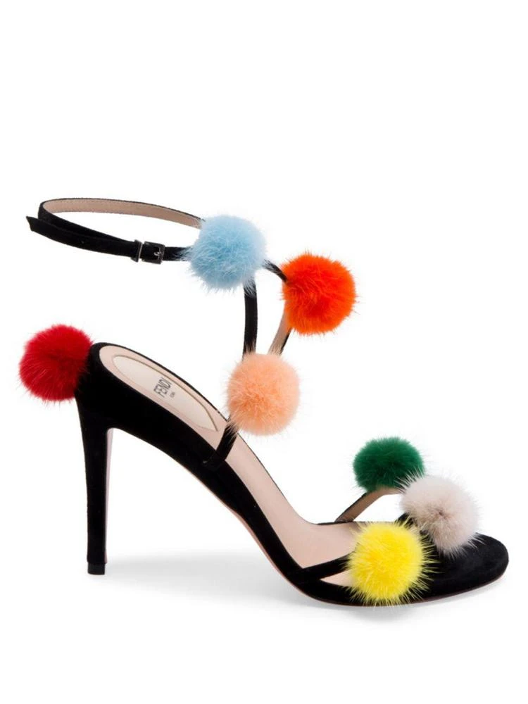 商品Fendi|Mink Fur Pom-Pom Suede Sandals,价格¥2985,第5张图片详细描述