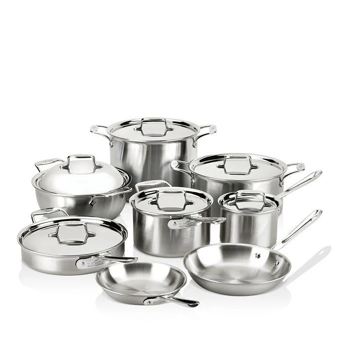 商品All-Clad|All Clad d5 Stainless Brushed 14-Piece Cookware Set,价格¥11011,第1张图片