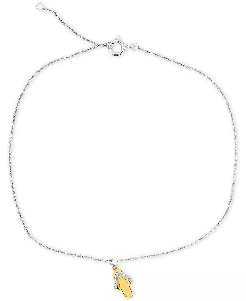 商品Macy's|Diamond Accent Flip-Flop Sandal Ankle Bracelet in Sterling Silver & 14k Gold-Plate,价格¥131,第1张图片