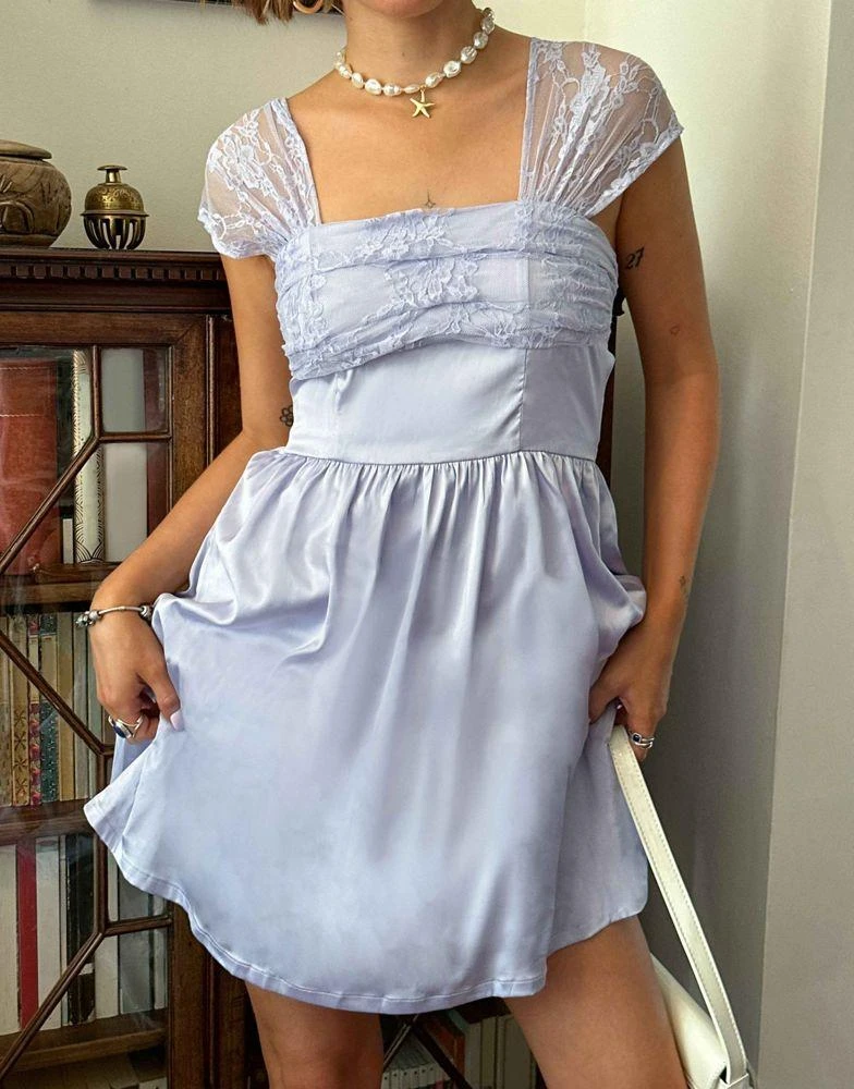 商品Daisy Street|Daisy Street X Chloe Davie 90s mini prom dress with lace bust,价格¥192,第2张图片详细描述