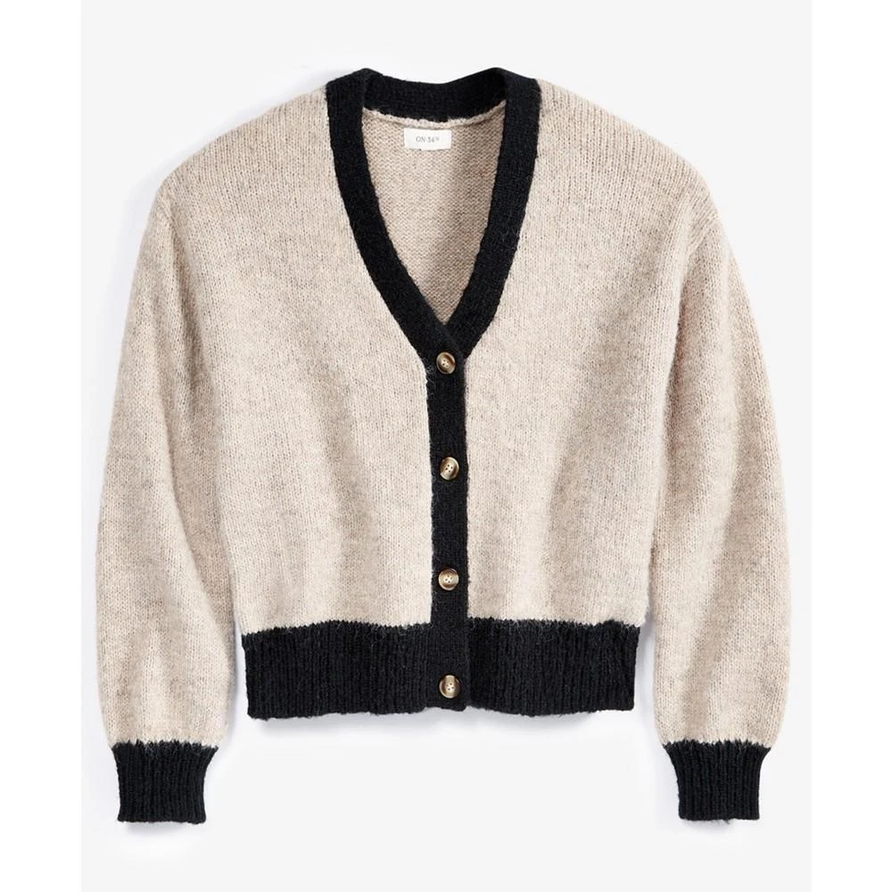 商品On 34th|Women's V-Neck Contrast-Edge Long-Sleeve Cardigan, Created for Macy's,价格¥178,第5张图片详细描述