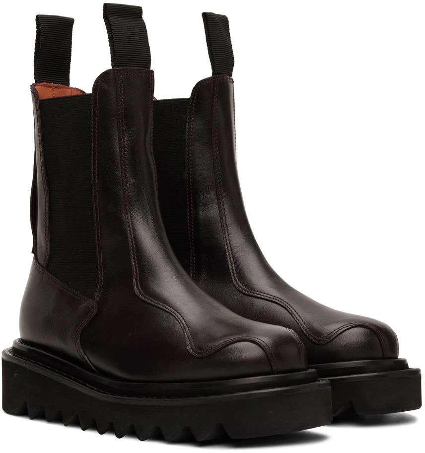 商品Toga Pulla|SSENSE Exclusive Brown Platform Chelsea Boots,价格¥1445,第4张图片详细描述