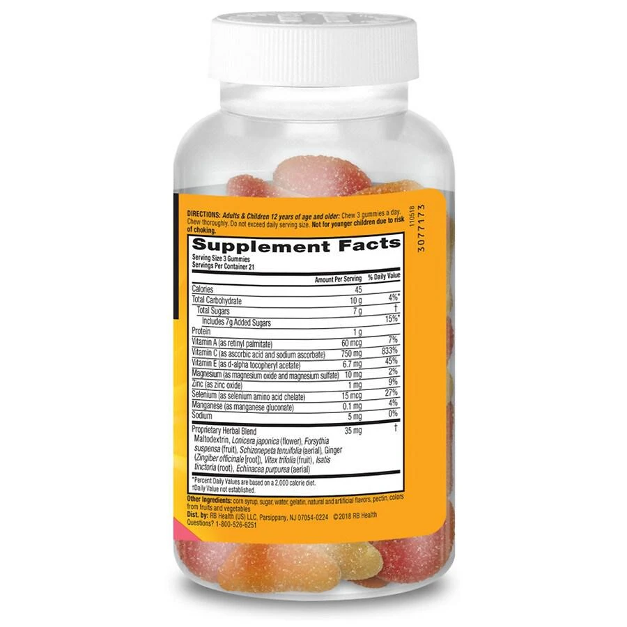 商品Airborne|Vitamin C, E, Zinc, Minerals & Herbs Immune Support Supplement Gummies Assorted Fruit,价格¥225,第5张图片详细描述