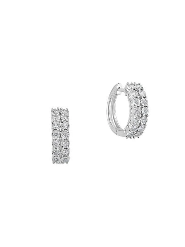 商品Effy ENY|Sterling Silver & 0.47 TCW Diamond Huggie Earrings,价格¥1863,第1张图片