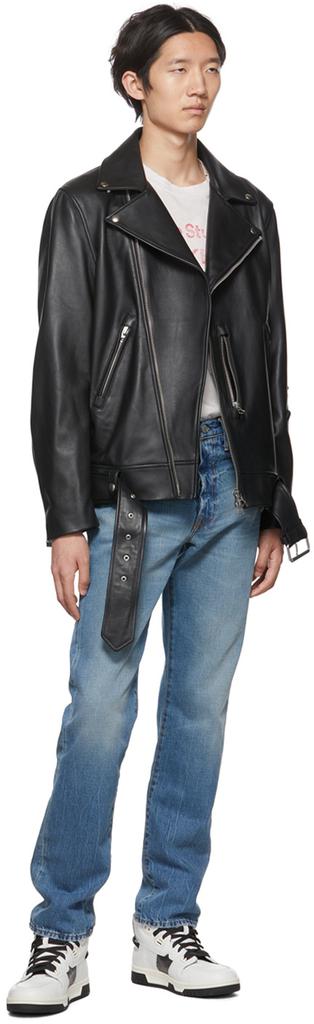 Black Zip Leather Jacket商品第4张图片规格展示