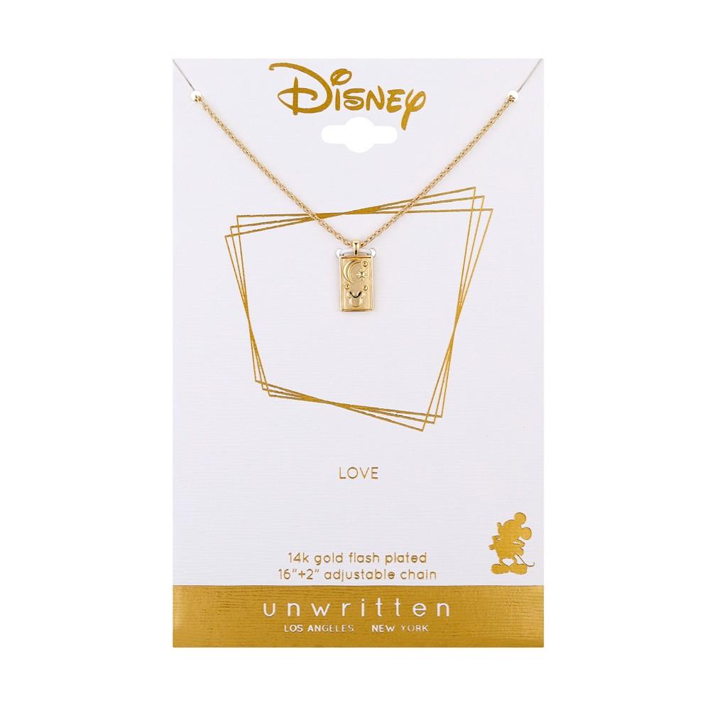 14K Gold Flash-Plated Brass Mickey Mouse "I Love You To The Moon and Back" Pendant Necklace with Extender商品第3张图片规格展示