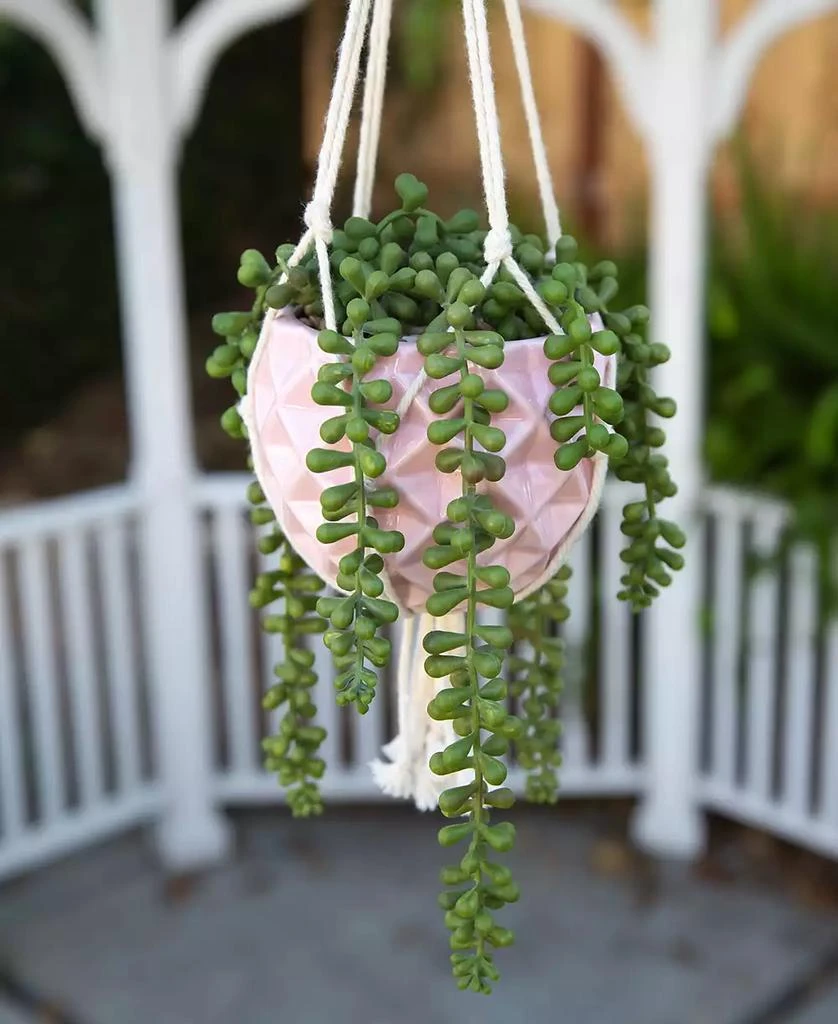 商品Flora Bunda|Ceramic Macrame Hanging Planter, 5" x 5",价格¥292,第4张图片详细描述