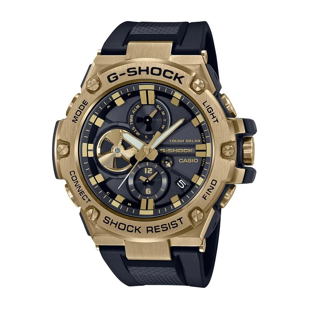 商品G-Shock|Men's Gold-Tone and Black Resin Strap Watch 53.8mm GSTB100GB1A9,价格¥3139,第1张图片