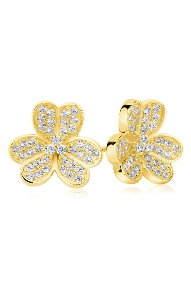 商品Suzy Levian|Sterling Silver CZ 3-Petal Flower Stud Earrings,价格¥856,第1张图片