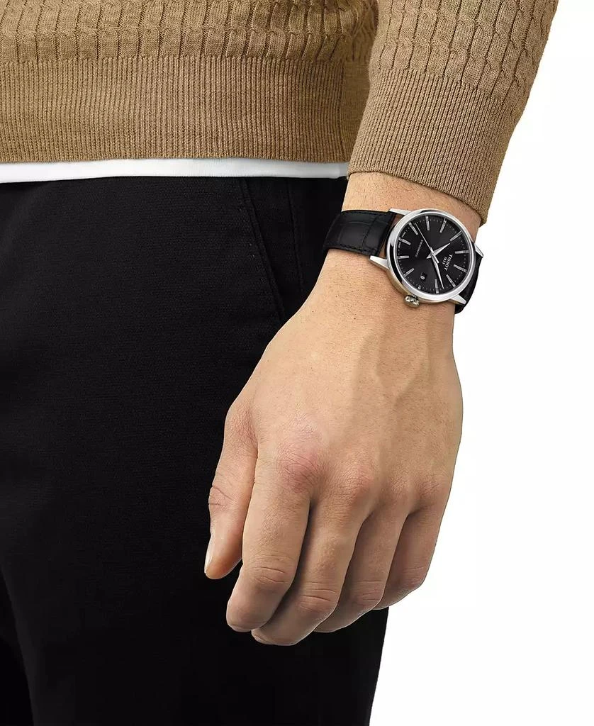 商品Tissot|Men's Swiss Automatic Classic Dream Black Leather Strap Watch 42mm,价格¥3892,第5张图片详细描述
