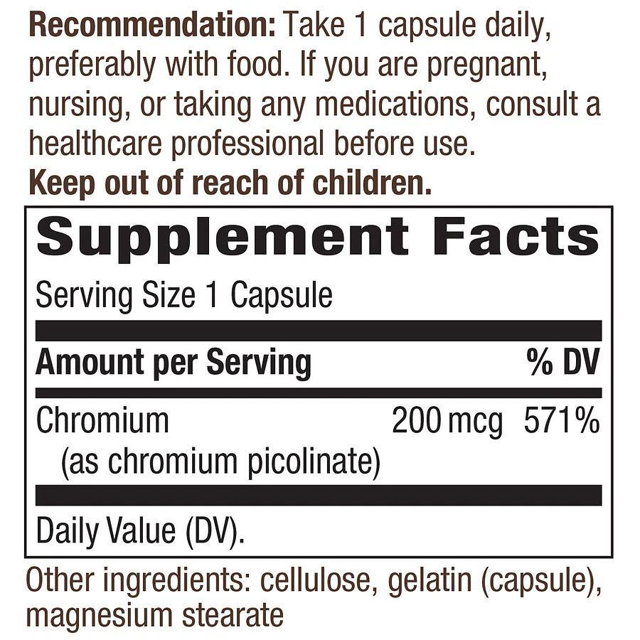 商品Nature's Way|Chromium Picolinate Capsules,价格¥83,第2张图片详细描述
