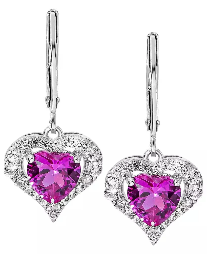 商品Macy's|Lab-Grown Pink Sapphire (2-7/8 ct. t.w) and Lab-Grown White Sapphire Earrings in Sterling Silver,价格¥2292,第1张图片