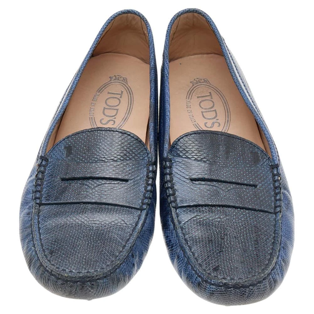 商品[二手商品] Tod's|Tod's Blue Karung Gommino Slip On Loafers Size 37.5,价格¥1442,第3张图片详细描述