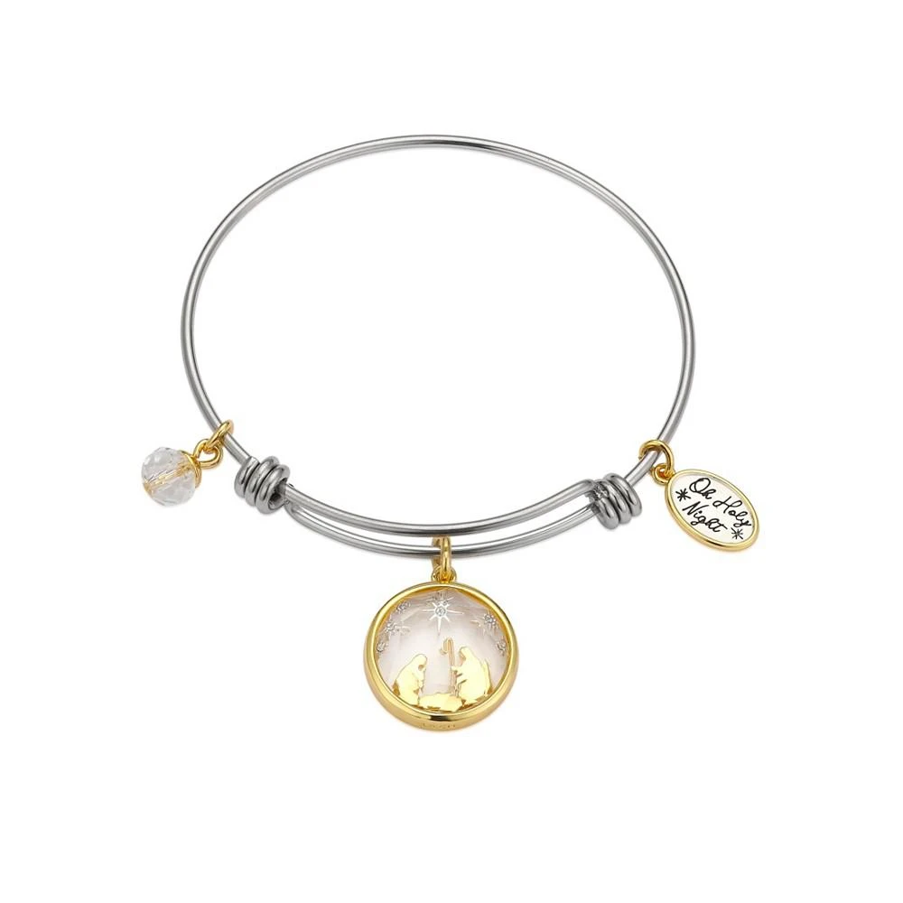 商品Unwritten|Stainless Steel Bangle with Two Tone Gold Flash-Plated Crystal "Oh Holy Night" Multi Charm,价格¥420,第1张图片