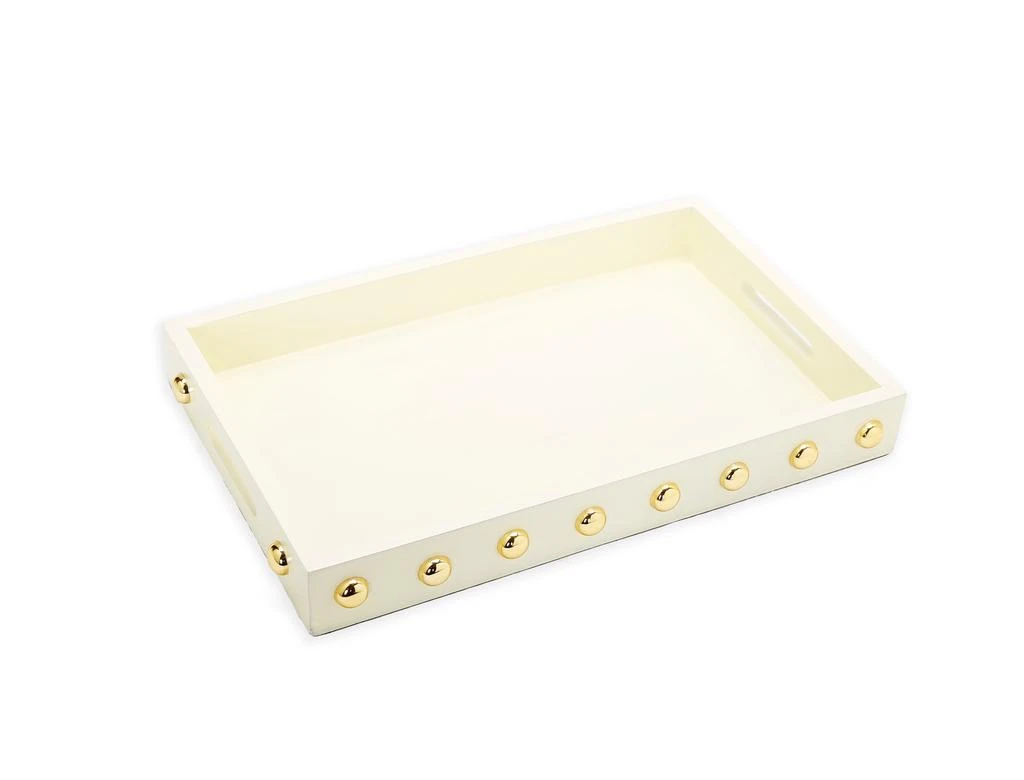 商品Classic Touch Decor|Beige Decorative Serving Tray With Shiny Gold Ball Design,价格¥589,第2张图片详细描述