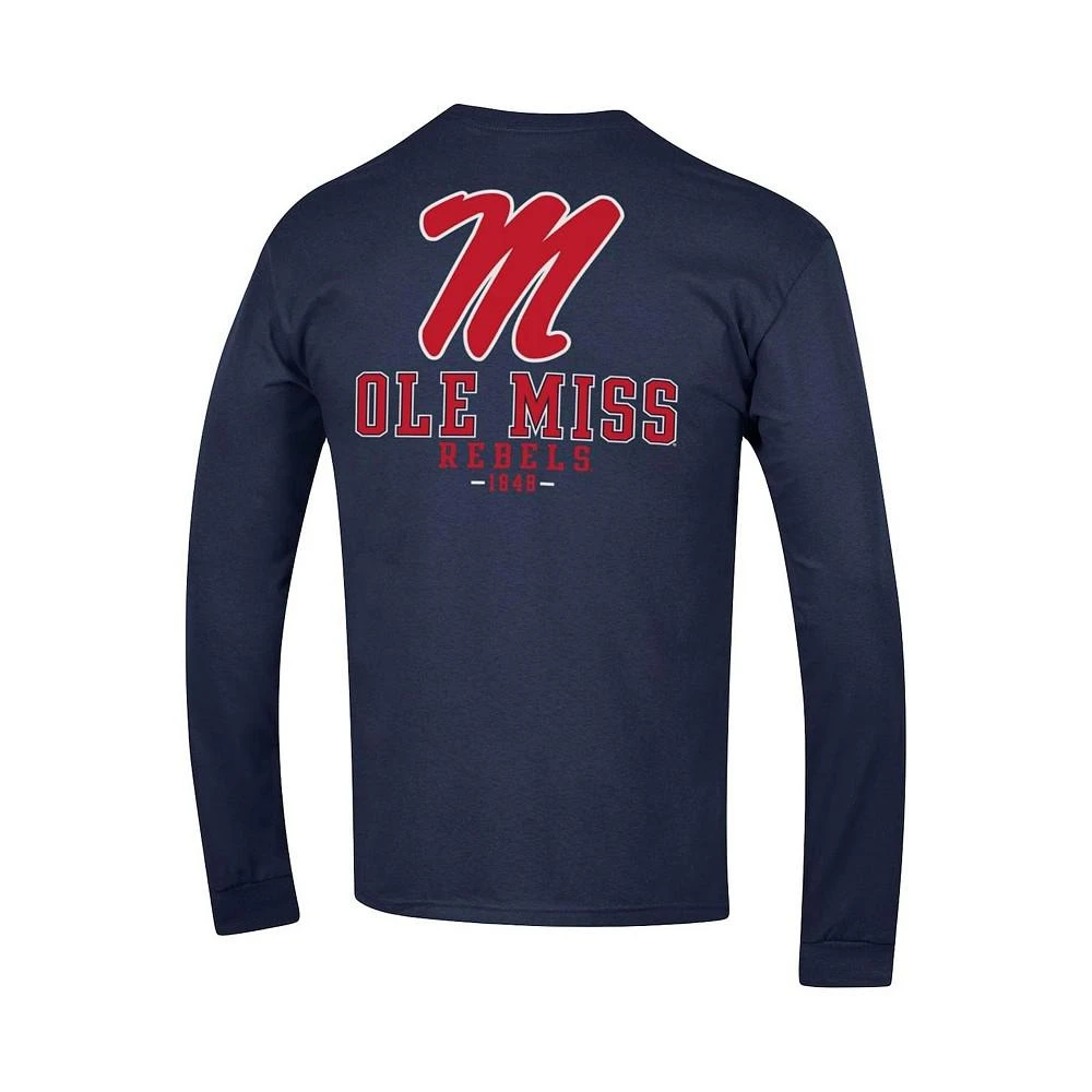 商品CHAMPION|Men's Navy Ole Miss Rebels Team Stack Long Sleeve T-shirt,价格¥222,第2张图片详细描述