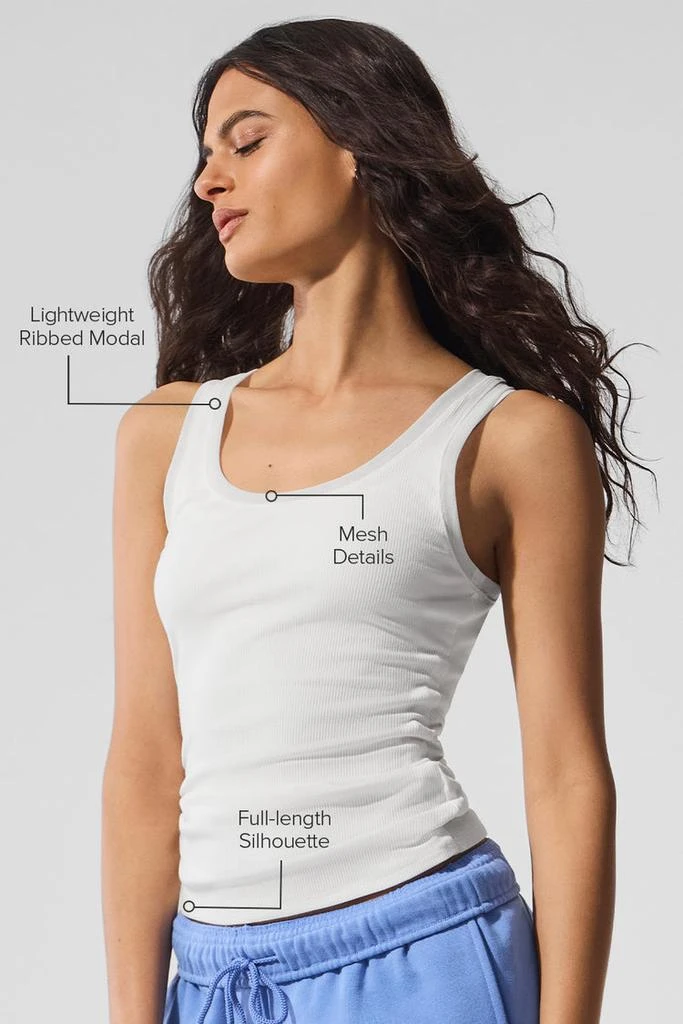 商品Alo|Ribbed Mesh Secret Tank - White,价格¥445,第2张图片详细描述
