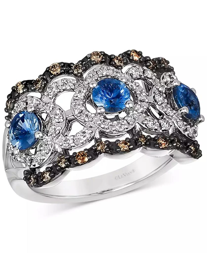 商品Le Vian|Sapphire (1-1/20 ct. t.w.) & Diamond (1/2 ct. t.w.) Openwork Statement Ring in 14k White Gold,价格¥15235,第1张图片