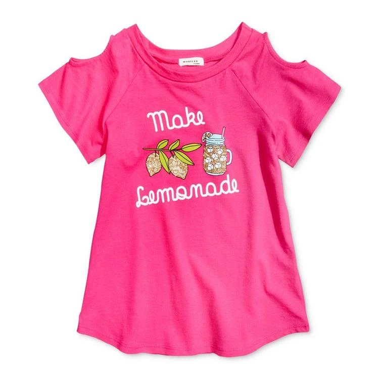 商品Monteau|Make Lemonade Graphic-Print Cold-Shoulder Cotton T-Shirt, Big Girls (7-16),价格¥43,第1张图片