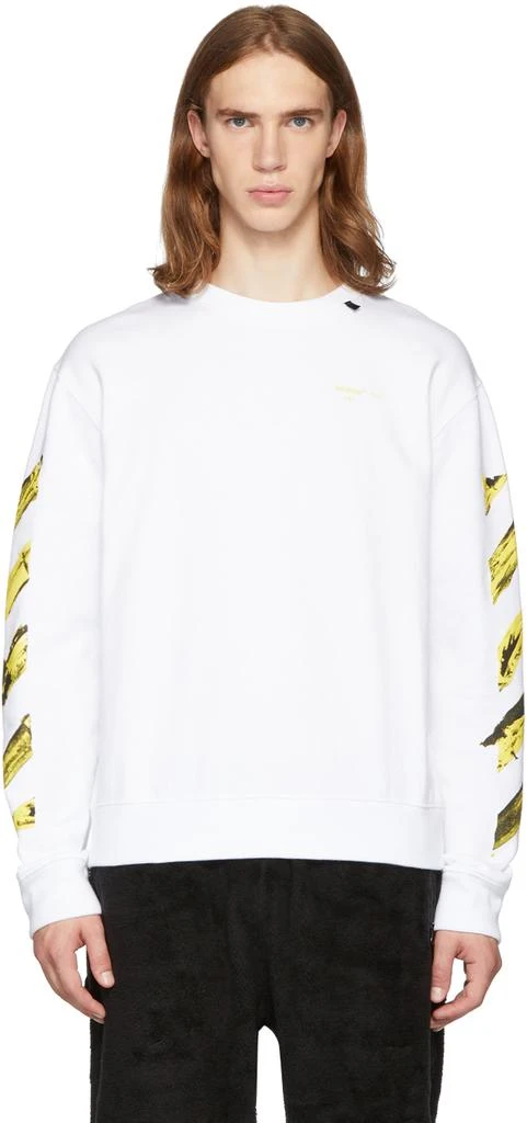 商品Off-White|SSENSE Exclusive White & Yellow Painted Arrows Sweatshirt,价格¥1665,第1张图片