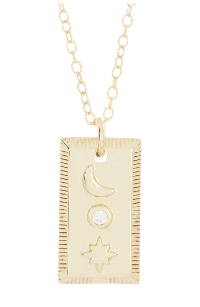 商品ADORNIA|14K Gold Plated Moon & Star Mini Tablet Pendant Necklace,价格¥151,第1张图片