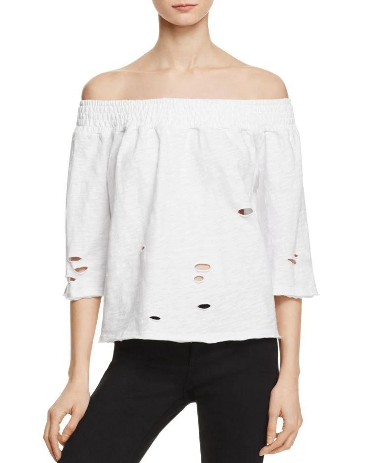 商品Honey Punch|Distressed Off-the-Shoulder Top,价格¥169,第1张图片