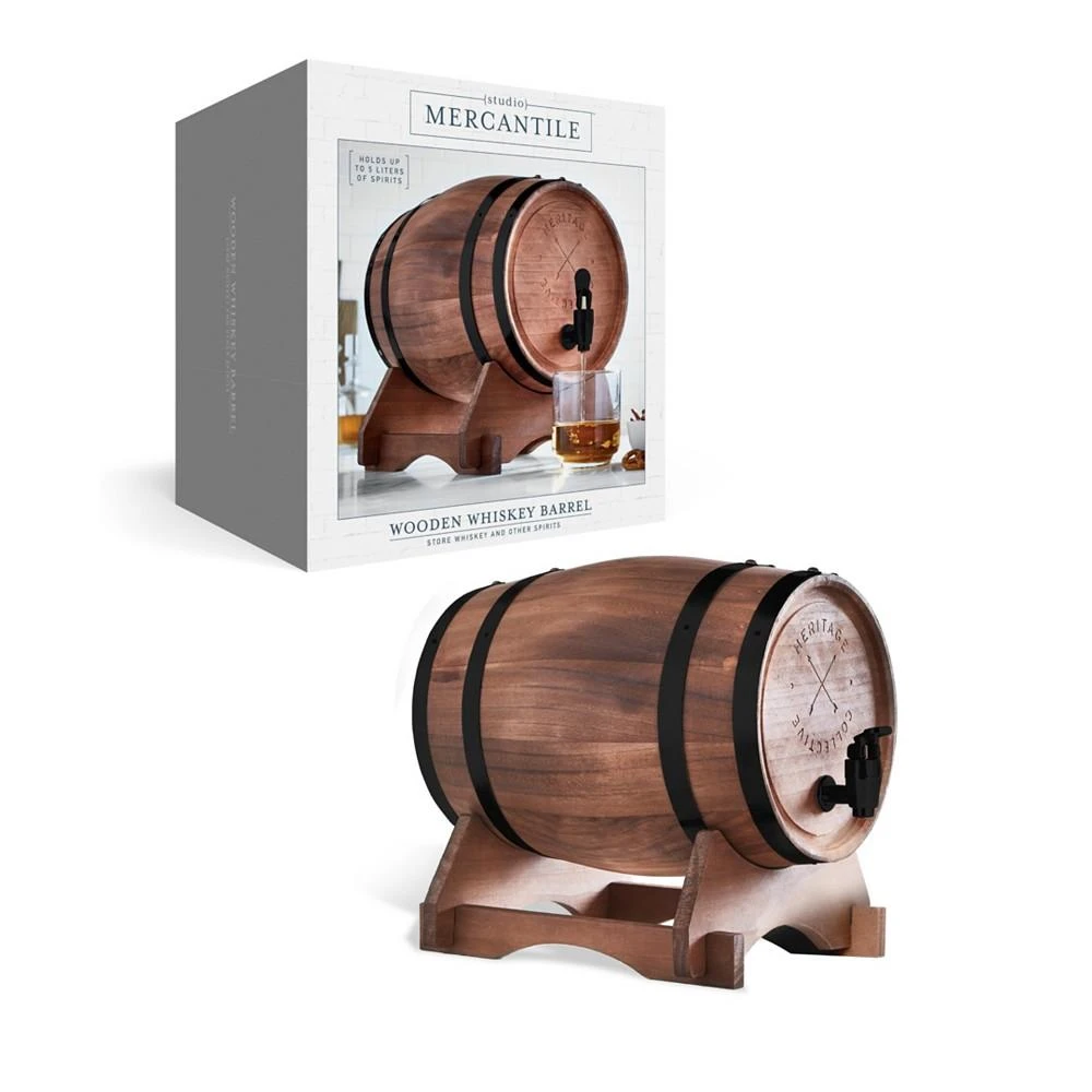 商品Studio Mercantile|Miniature Wood Whiskey Barrel Dispenser,价格¥336,第1张图片