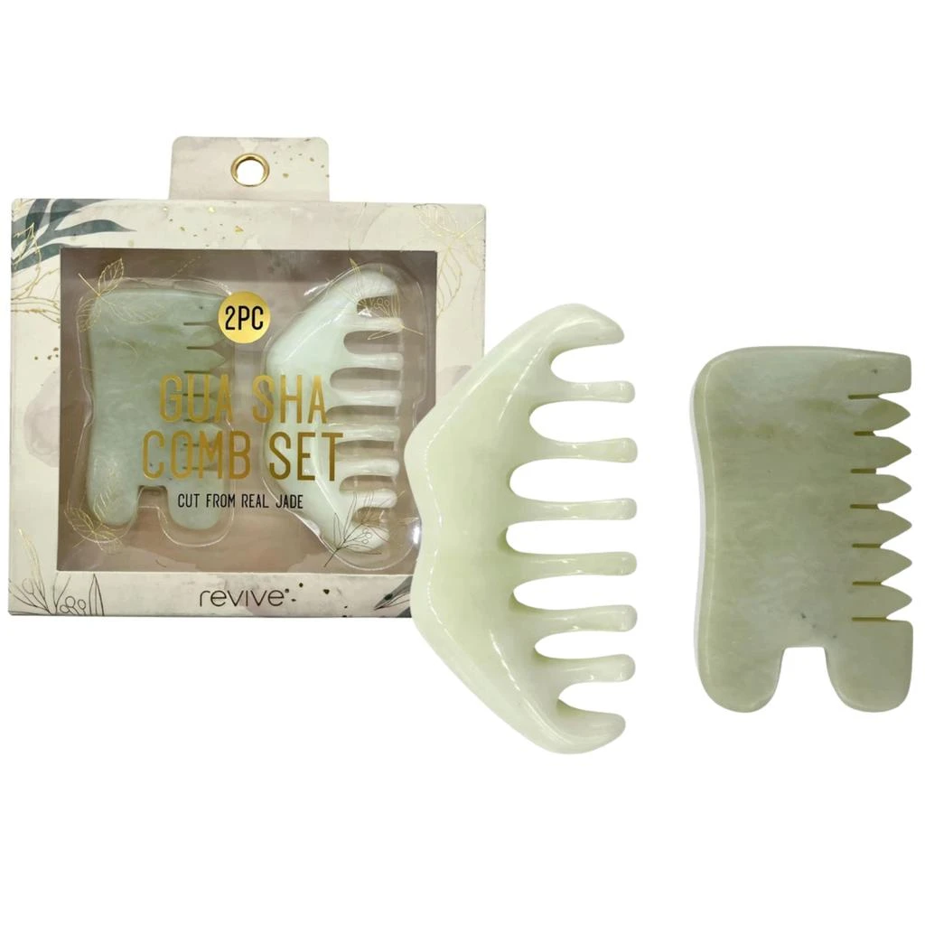 商品VYSN|Revive 3 Piece Jade Gua Sha Combs & Storage Bag Set,价格¥120,第1张图片