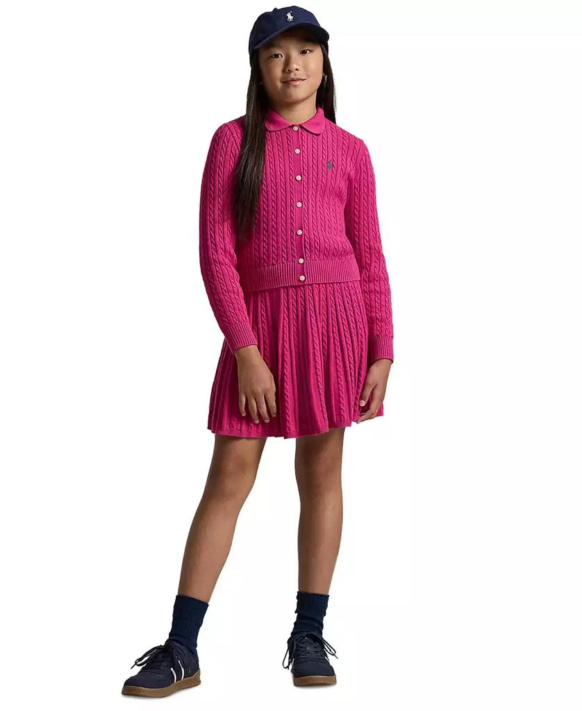 商品Ralph Lauren|Girls 7-16 Cotton Polo Cardigan Sweater and Skirt, 2-Piece Set,价格¥594,第1张图片